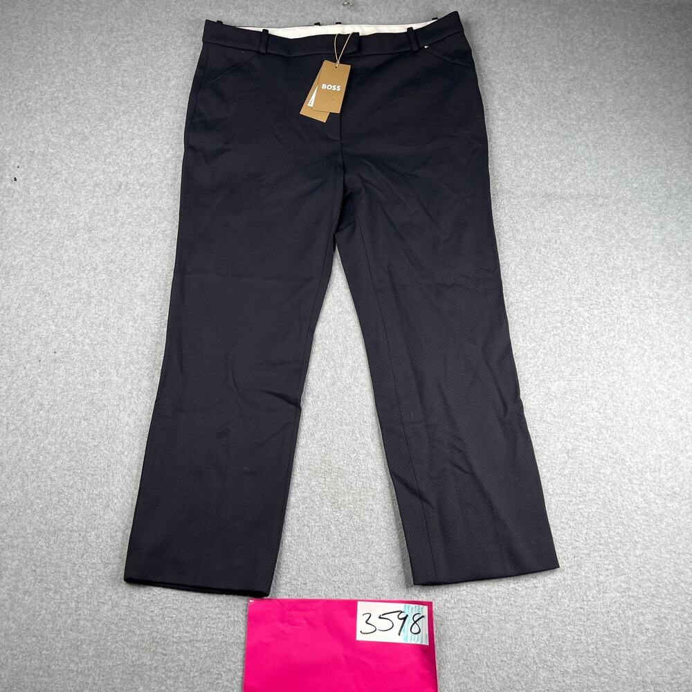 Hugo Boss Dress Pants Slacks Tatiani Womens Size 12 Navy Blue Black New NWT $275